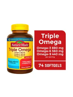 Cápsulas blandas Nature Made Triple Omega 369, suplemento dietético, 74 unidades